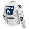 Classic HONDA Camel White Blue Leather Motorcycle Jacket Classic HONDA Camel White Blue Leather Motorcycle Jacket